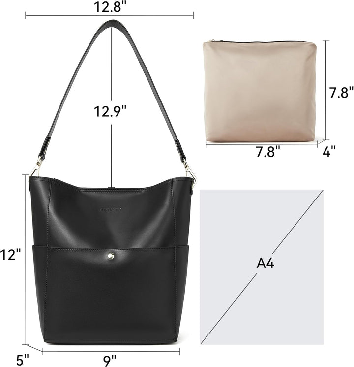 BOSTANTEN Leder Damen Handtasche Schultertasche Umhängetasche Designer Tasche Gross 1-a-schwarz, 1-a