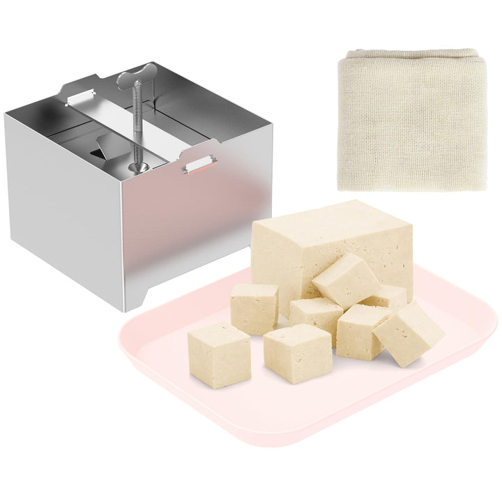 Tofupresse aus 304 Edelstahl mit Auffangschale, Einstellbarem Druckschraube Tofu Maker Set inkl. Sei