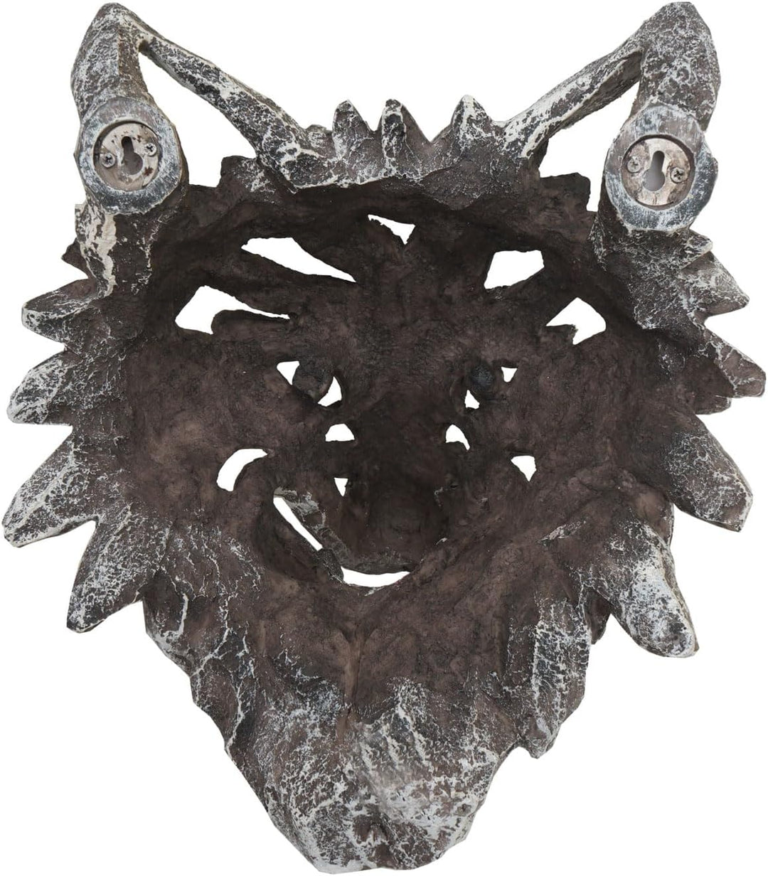 Deko Schädel HWC-H41, Wanddeko Kopf Trophäe, Polyresin Indoor Outdoor - Wolfskopf 32cm, Wolfskopf 32