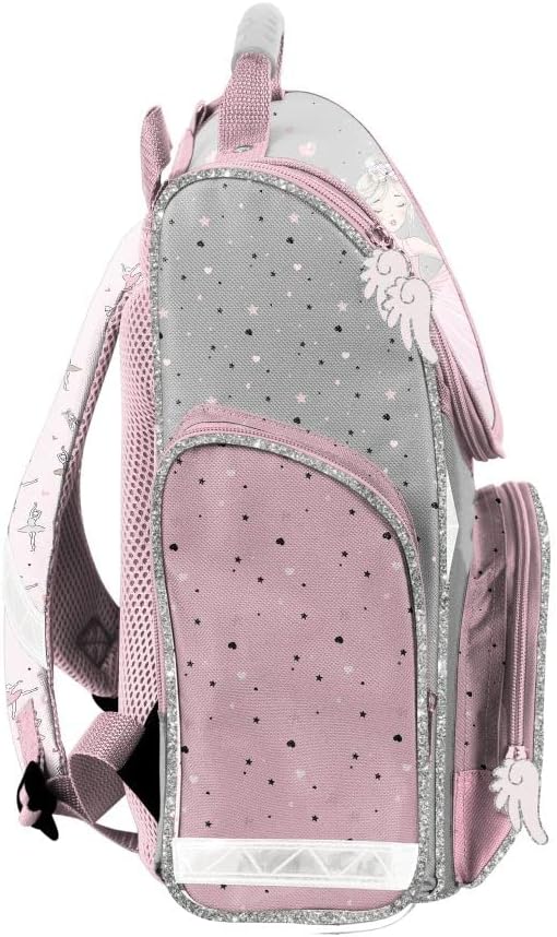 Familando Ballerina Mädchen Schulranzen-Set 6 TLG | Ranzen 1. Klasse | Schultasche mit Sportbeutel,