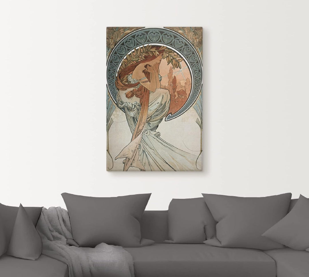 ARTland Leinwandbilder Wandbild Bild auf Leinwand 40x60 cm Wanddeko Frau Kleid Ornamente Vier Künste