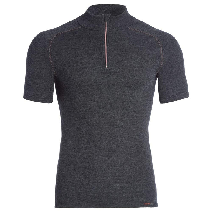 con-ta Thermo Kurzarm Shirt mit Zipper für Herren, wärmendes T-Shirt aus natürlicher Baumwolle, bequ