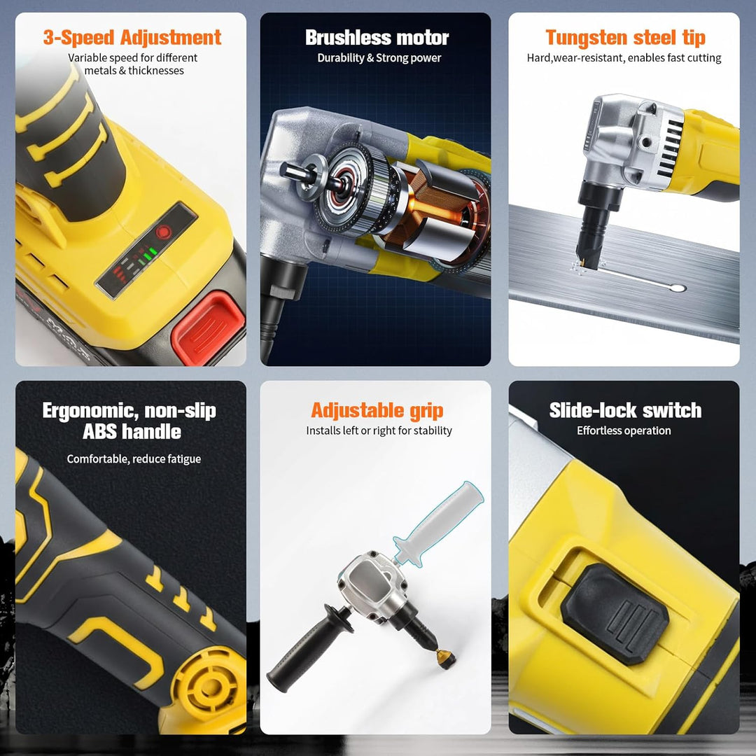 Blechknabber Kompatibel mit DeWalt 20V – Kabellose Blechnibbler mit 360° Drehbarem Knabberkopf und E