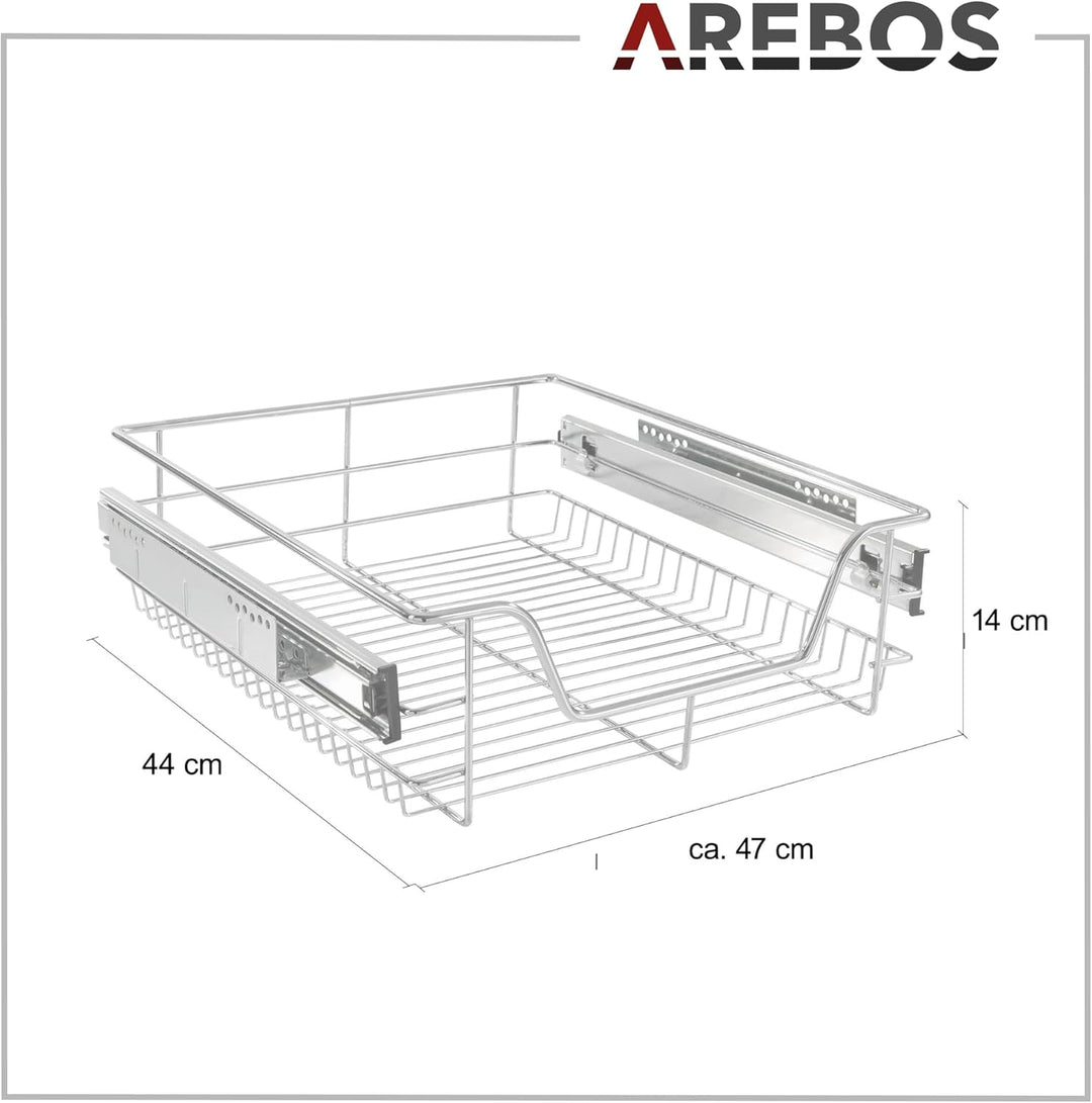 Arebos 2X 50 cm Teleskopschublade Küchenschublade Korbauszug Schrankauszug Schlafzimmerschublade