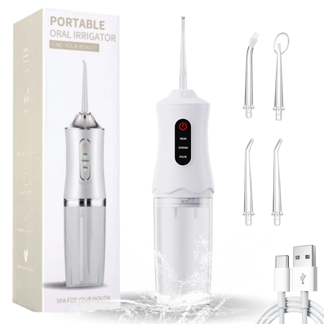 Munddusche Kabellos Wasserdicht, Water Flosser Zahnreinigung für Zwischenräume Zahndusche Zahnzwisch