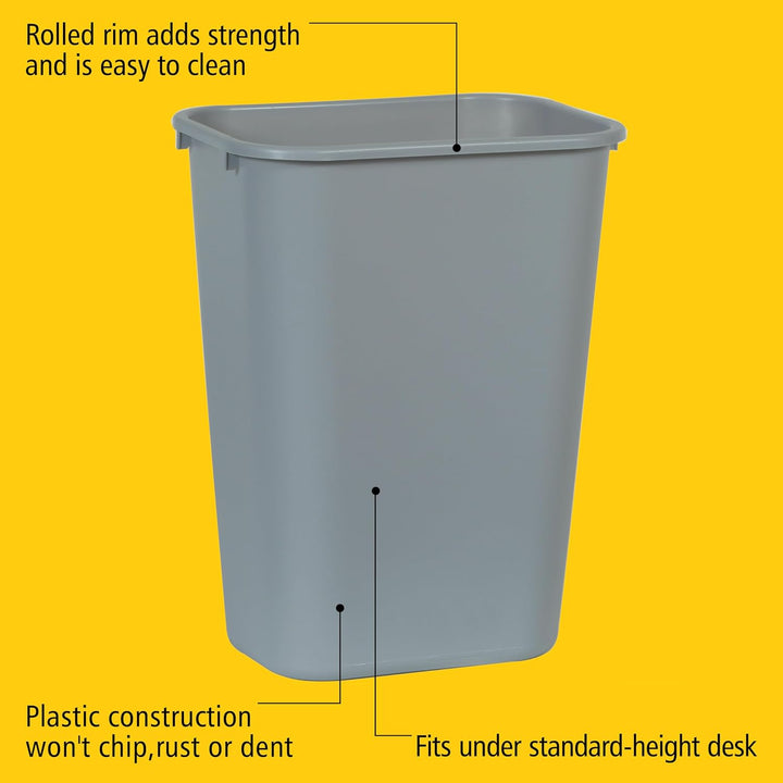 Rubbermaid Commercial Products 10.25 gal Rectangular Soft Molded Plastic Trash Can - Grey grau, grau
