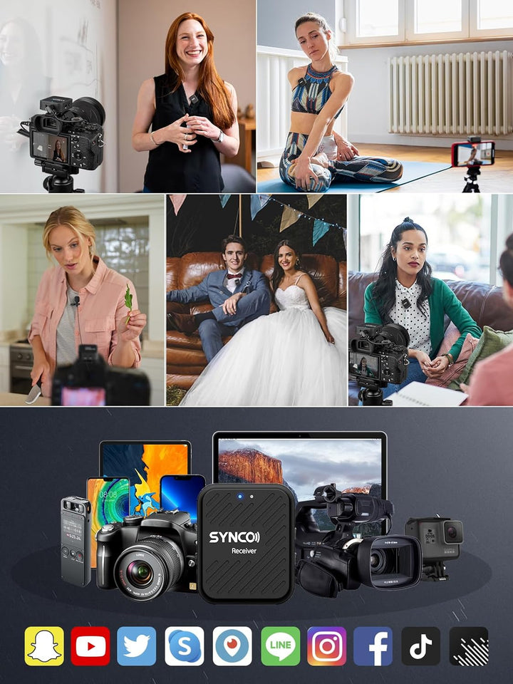 SYNCO G1(A2) 2,4GHz Lavalier Funkmikrofon, Kabellos Ansteckmikrofon System, Wireless Microphones Mic