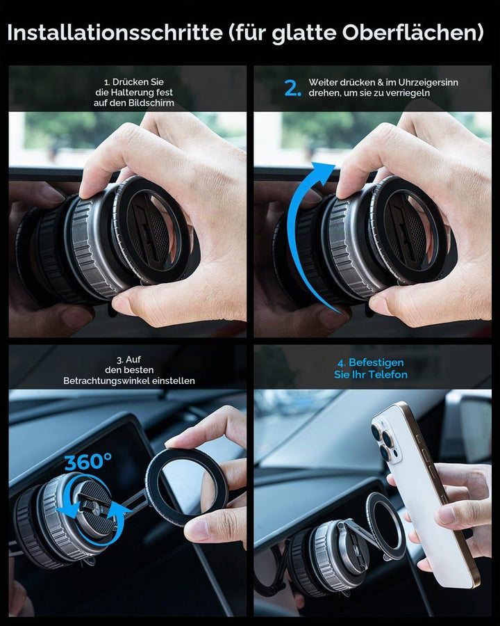 MRGLAS 360°Drehbare Vakuum Handyhalterung Auto Magnetische, Magsafe Handyhalterung, KFZ Autohalterun