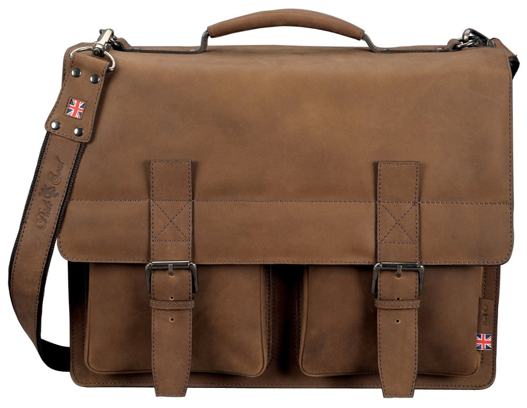 Pride and Soul - 47132 - Aktentasche Earl, Echtes Leder, Hellbraun