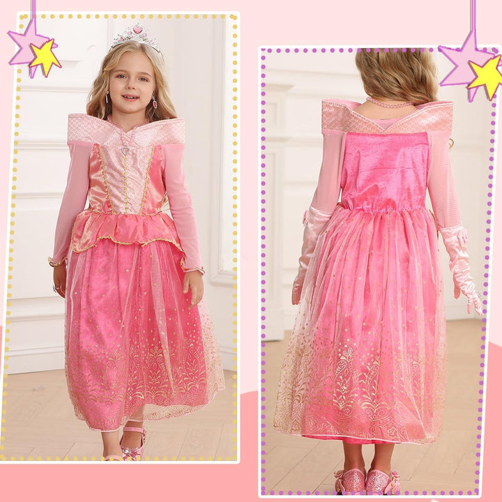 Tyidalin Mädchen Prinzessin Aurora Kleid Kinder Dornröschen Kostüm Geburtstag Party Weihnachten Hall