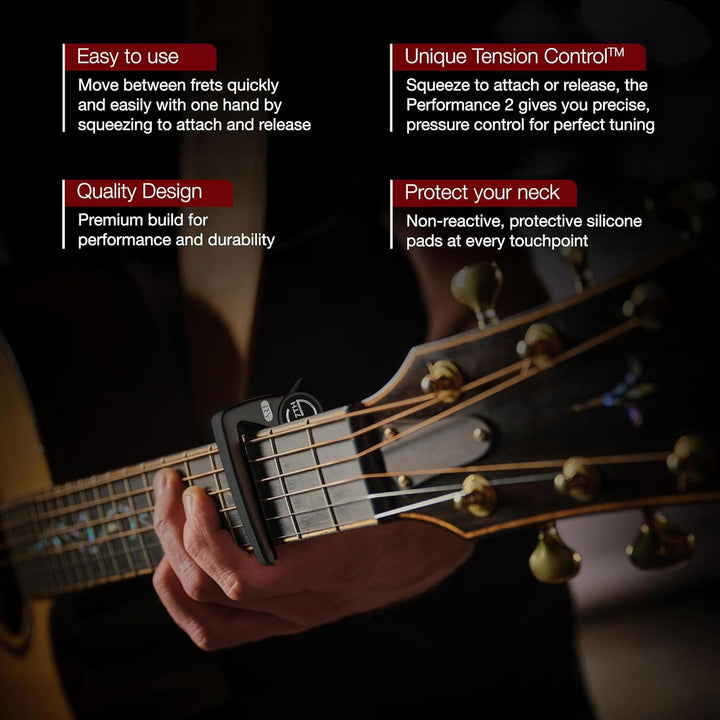 G7th G7CP2BK Performance-2 Capo Classic Schwarz Performance 2, Konzertgitarre schwarz Single, Perfor