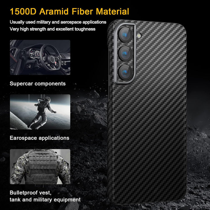 memumi Carbon Hülle für Galaxy S23, 0.5 mm Superdünne, Hülle aus echter Aramidfaser [100% Aramidfase