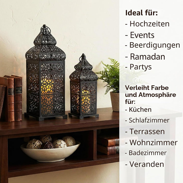 Vela Lanterns Temple Marokkanischer Stil Kerzenlaternen, Schwarz, 2 Stück Set of 2 Schwarz, Set of 2