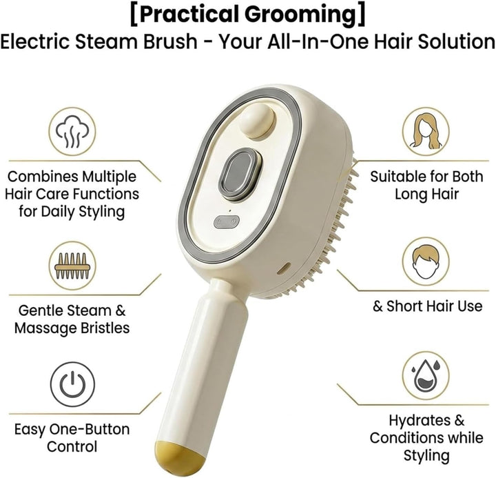 Elektrische Dampfbürste, 2-in-1-Haarbürste, Zerstäuber mit Wasserspray, für dickes, glattes Haar, ge