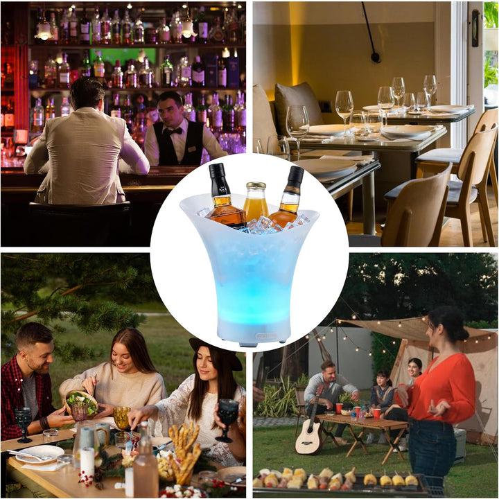 LED Sektkühler 5L, 2pcs Champagner Kühler, Sektkühler mit Automatischem RGB-Farbwechsel und Bluetoot