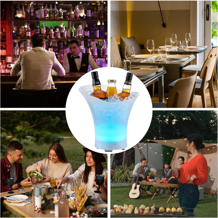 LED Sektkühler 7L, Champagner Kühler mit Bluetooth, Sektkühler mit Automatischem RGB-Farbwechsel, Wa