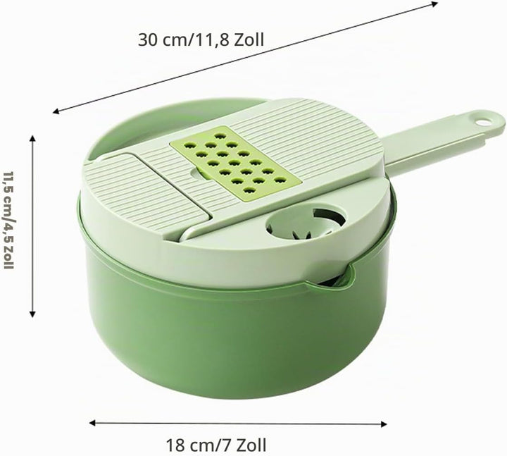 Gemüseschneider 10-in-1 mit Auffangbehälter, Mandoline Gemüsehobel aus Edelstahl, Multifunktionaler