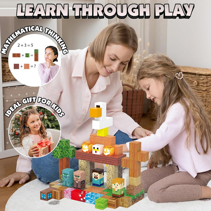 TUKIIE Magnetische Bausteine 120 Stück 1" Light Up Magnetic Building Blocks Magnetblöcke Magnetbaust