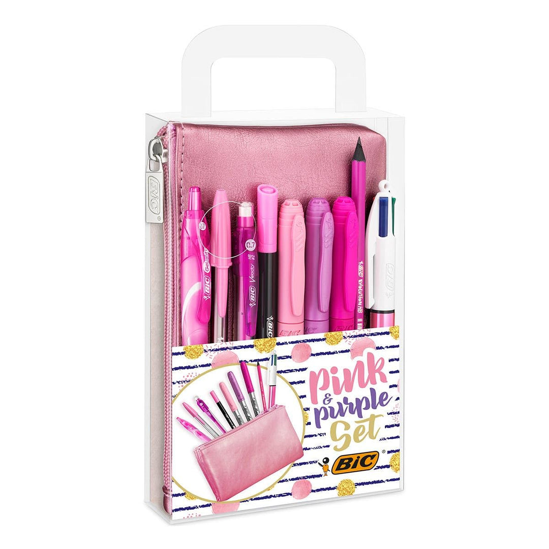 BIC Stifte Set: 2 Kugelschreiber, 1 Federmäppchen, 1 Fineliner, 2 Bleistifte, 1 Tintenroller & 3 Per