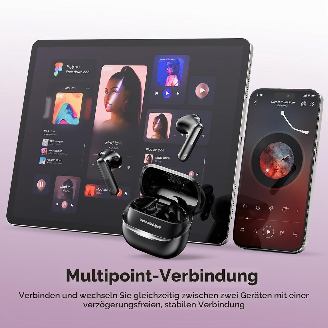 havit Adaptive Hybrid ANC Wireless Earbuds, Bluetooth 15,2 cm Ohr-Kopfhörer, IP54 3D Bass Stereo Wir