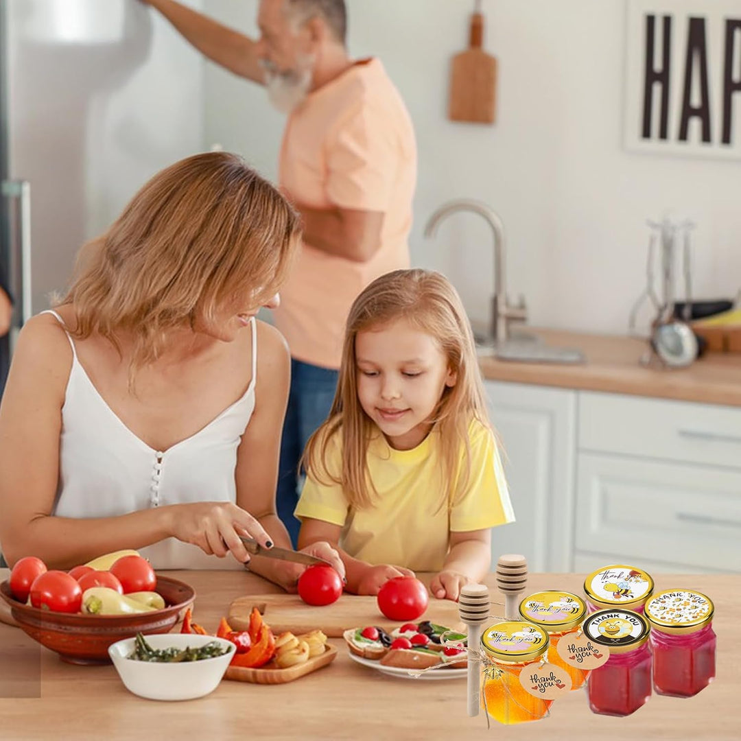 Dhnvcud 36 Stück Sechseckige Honiggläser Mini Marmeladenglas mit Deckel, Honiggläser 45ml Mini Gläse