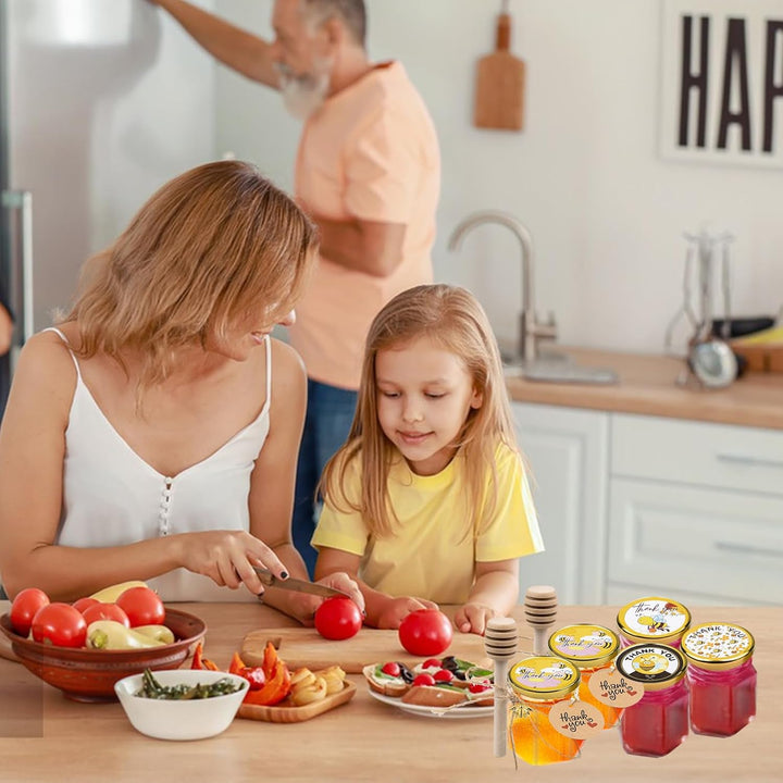 Dhnvcud 36 Stück Sechseckige Honiggläser Mini Marmeladenglas mit Deckel, Honiggläser 45ml Mini Gläse