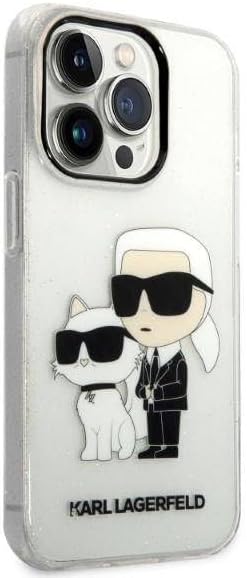 Karl Lagerfeld KLHCP14LHNKCTGT Hülle für iPhone 14 Pro 6,1" transparent hardcase Gliter Karl&Choupet