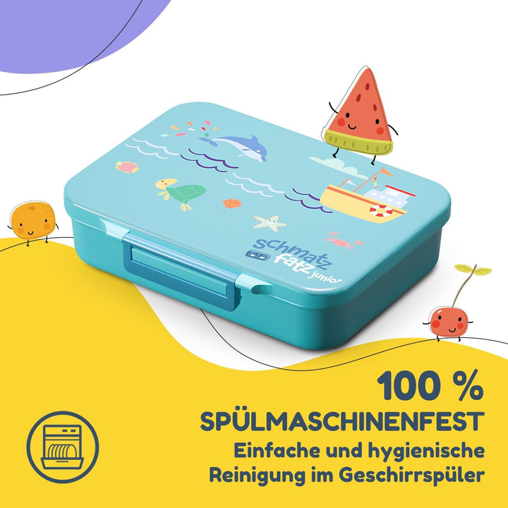 schmatzfatz Lunchbox, Unterteilte Brotdose Kinder, Lunchbox mit Fächern, Bunte Bento-Box für Schule