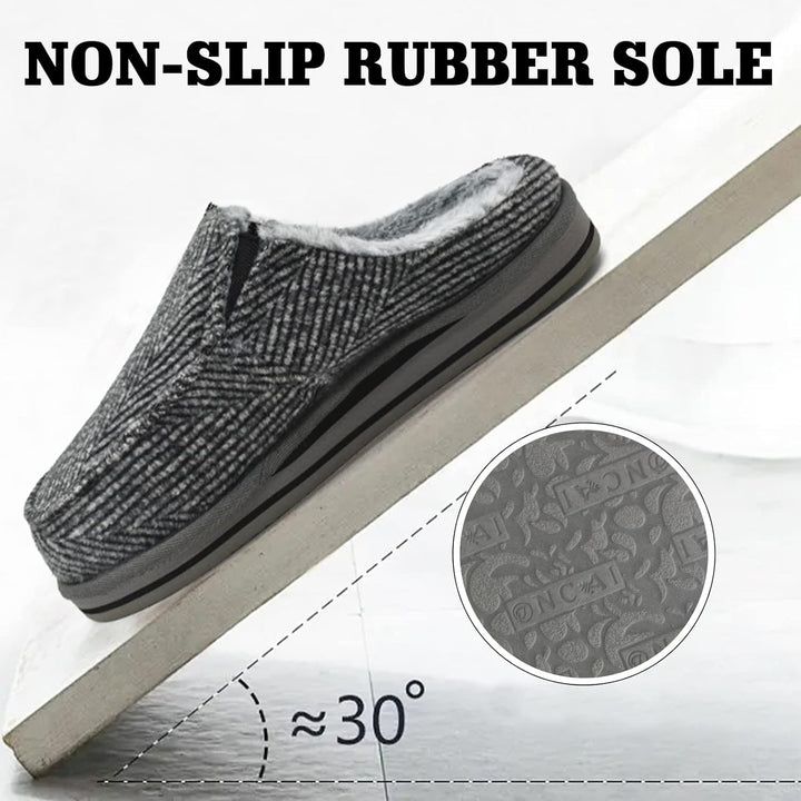 ONCAI Hausschuhe Herren Komfort Pantoffeln Plüsch Streifen Hüttenschuhe Wärme Cord Flauschig Slipper
