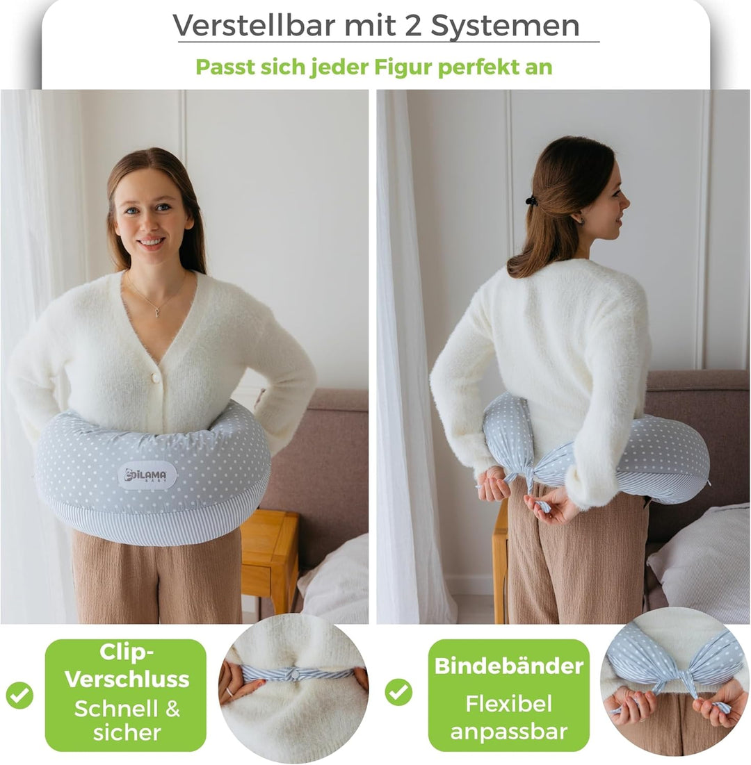 Dilamababy Schwangerschaftskissen mit Memory Foam Floken und Faserbällchen, Ideal als Stillkissen, s