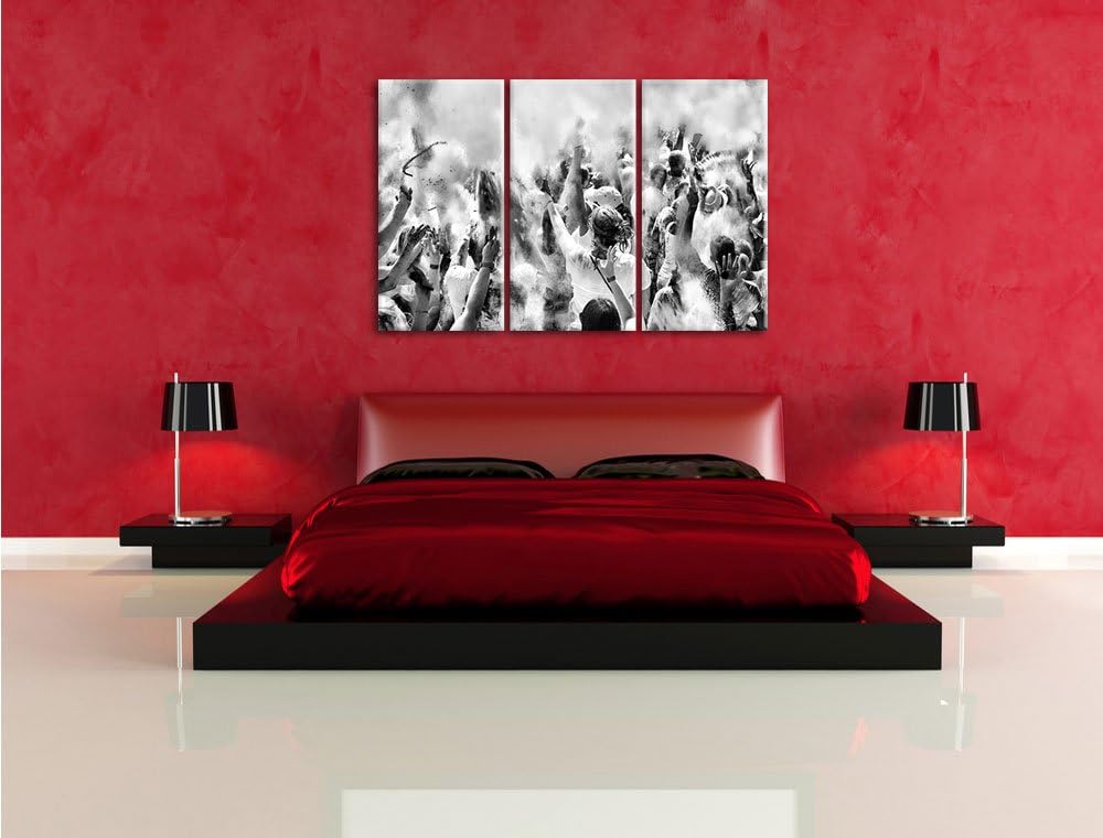 Pixxprint Farben Festival Holi Indien als Leinwandbild/Grösse: 3 Teilig (120x80 cm) cm/Wandbild/Kuns