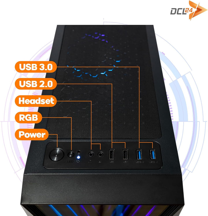 dcl24 High End Gaming PC i7 14700, RTX5070 12GB - 1000GB SSD, 32GB DDR5, RGB Gaming Computer mit 20x
