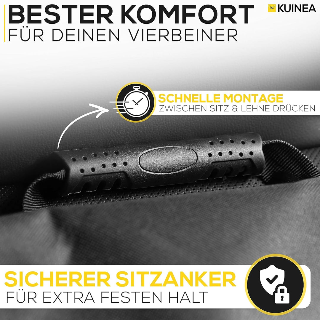 KUINEA Hundesitz Auto Rückbank mit GRATIS Hundegurt für Auto - für kleine bis mittelgrosse Hunde - P