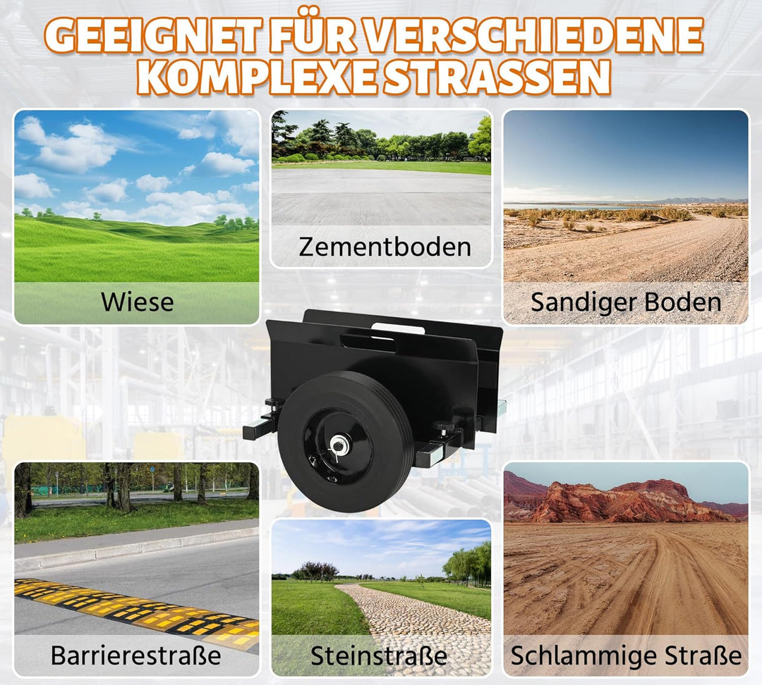 bimiti Schwerlast Plattenwagen bis 200kg mit 2 Vollgummirädern | Klemmbreite 0–23cm / 0–9,05in, geei