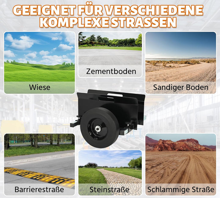 bimiti Schwerlast Plattenwagen bis 200kg mit 2 Vollgummirädern | Klemmbreite 0–23cm / 0–9,05in, geei