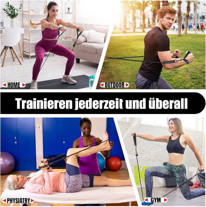 Resistance Bands Widerstandsbänder Set, 5 Fitnessbänder Expander Tube Bands, Fitnessband mit Grossem