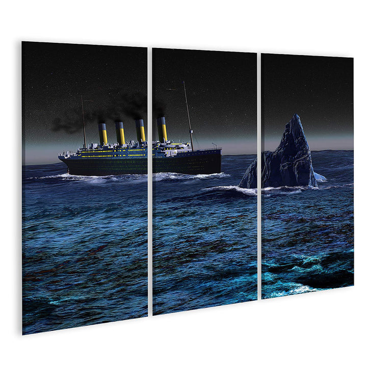 islandburner Bild auf Leinwand Titanic Eisberg Meer Bilder Wandbilder Poster Leinwand 130x80cm - 3 T