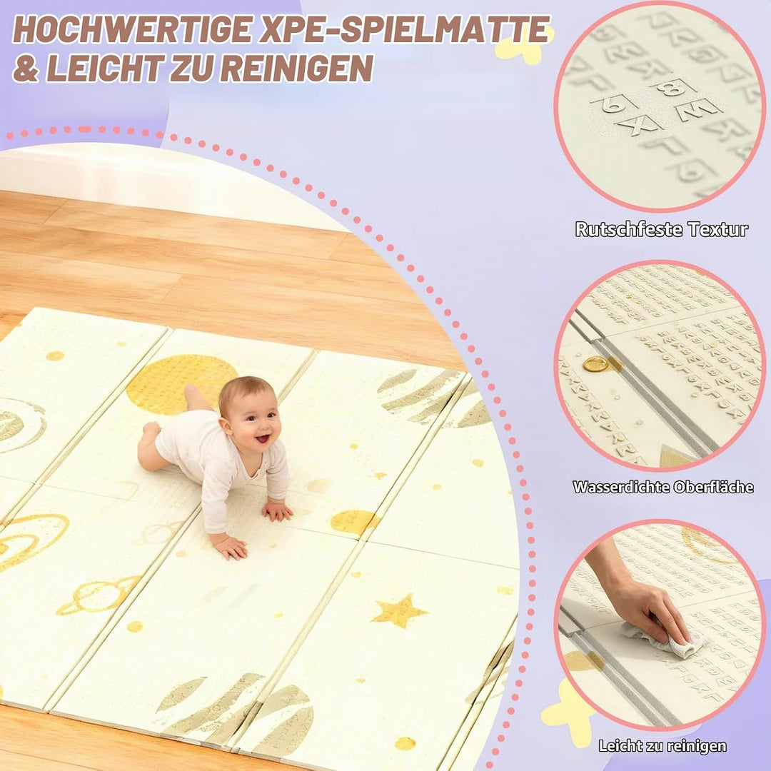 Huracan Krabbelmatte Baby Spielmatte, Doppelseitige Kinderzimmer Faltbar, Spielteppich Kinder Teppic