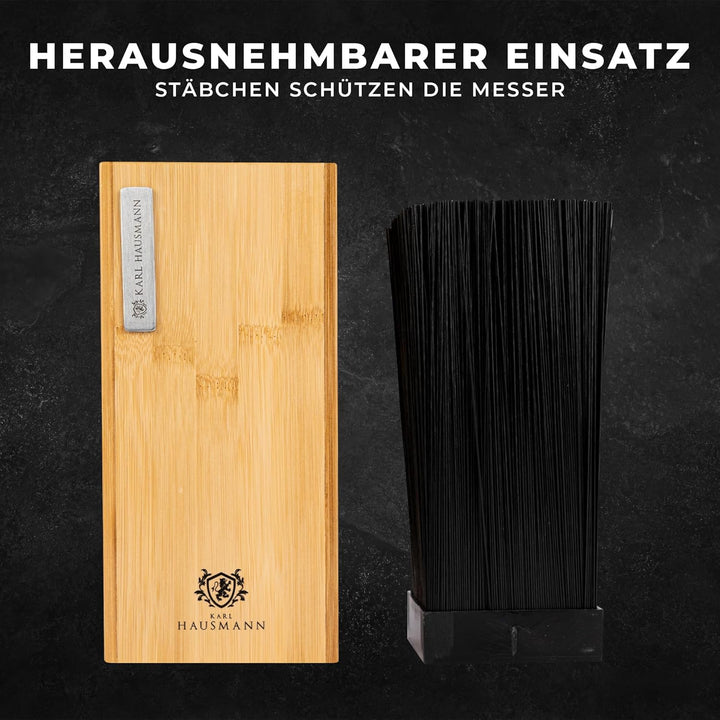KARL HAUSMANN Bambus Messerblock, Universeller Messerblock aus Holz, universell für Küchenmesser, Kü