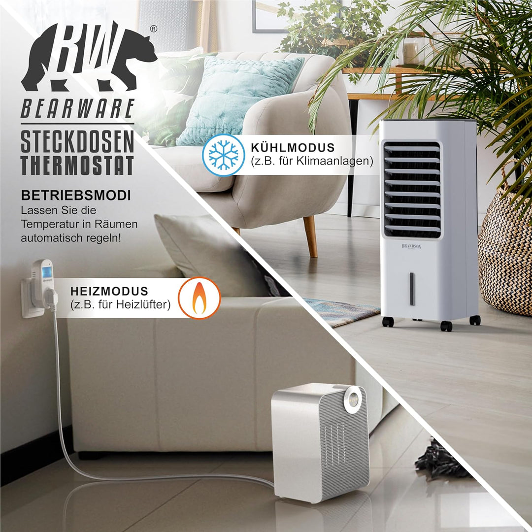 Bearware Steckdosen-Thermostat - Steckerthermostat - Digital Plug In Thermostat - individuell progra
