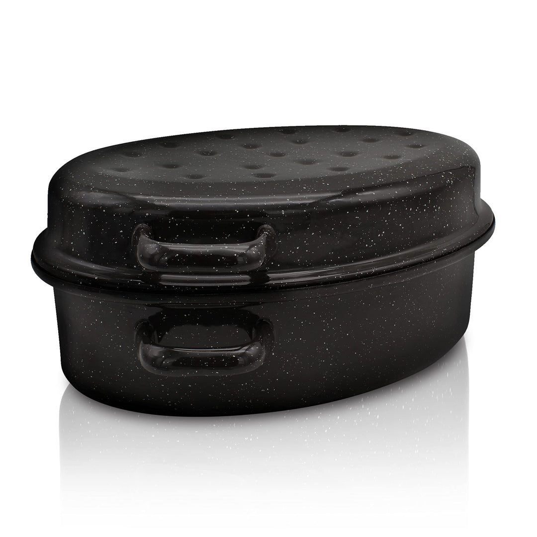 Krüger Emaille-Gansbräter mit Tropfdeckel - hochwertiger Bräter - für alle Herdarten geeignet - herv