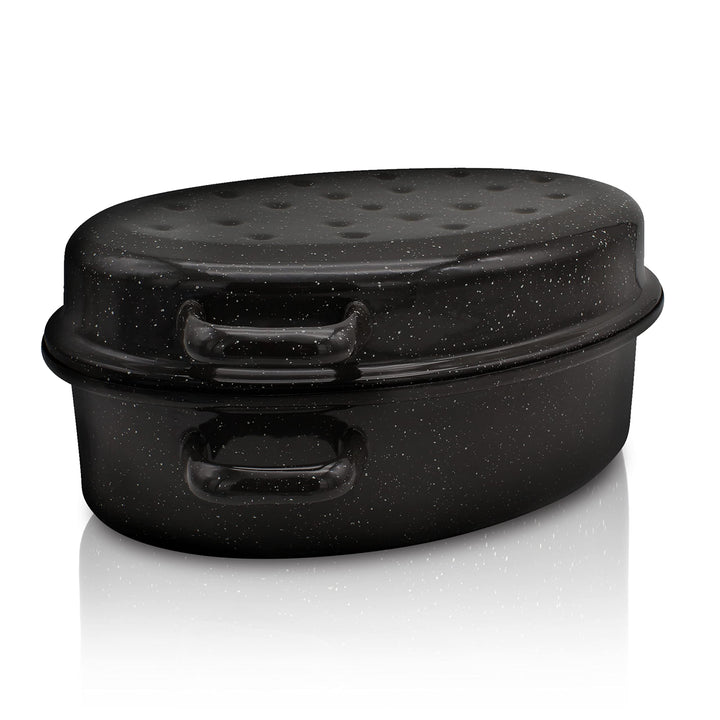 Krüger Emaille-Gansbräter mit Tropfdeckel - hochwertiger Bräter - für alle Herdarten geeignet - herv