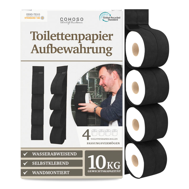 COHOSO® Toilettenpapier Aufbewahrung für Wand, Klopapier Aufbewahrung, Ersatzrollenhalter für Toilet