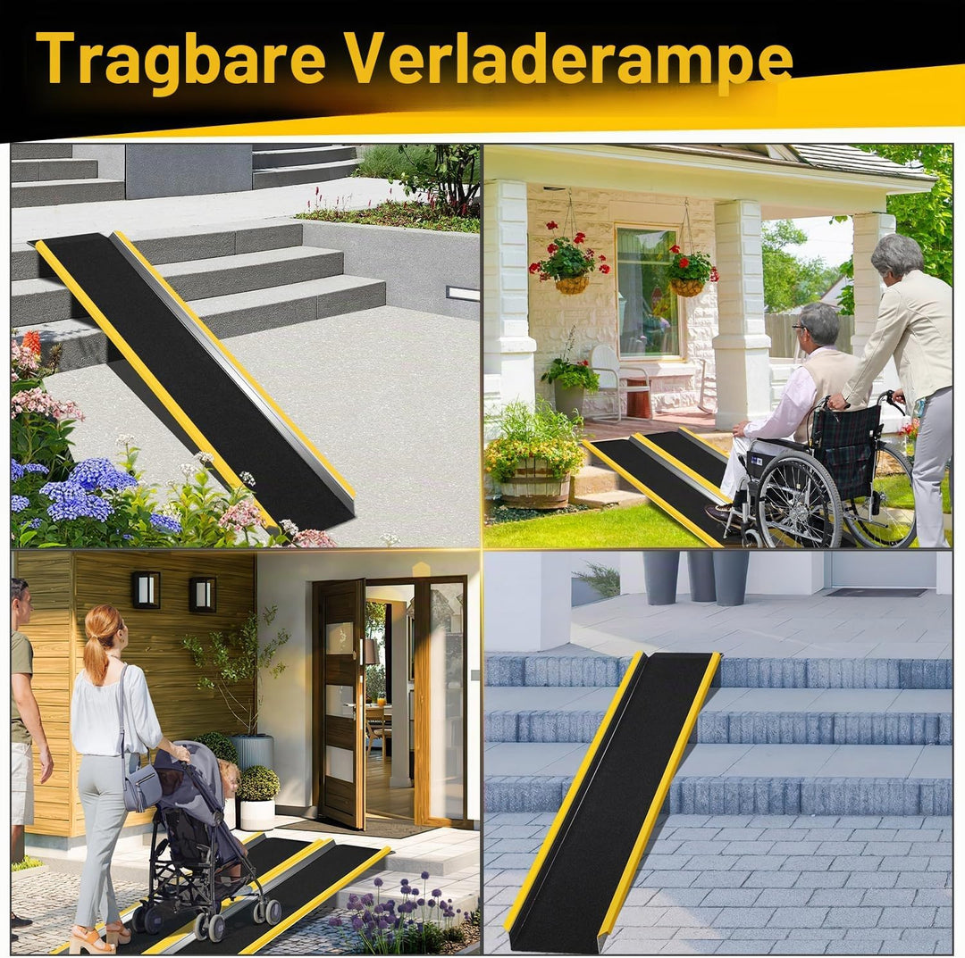 Tubiaz 2X Auffahrrampe, rutschfeste Verladeschien, Verladerampe bis 600kg, Aluminium Auto Laderampe,