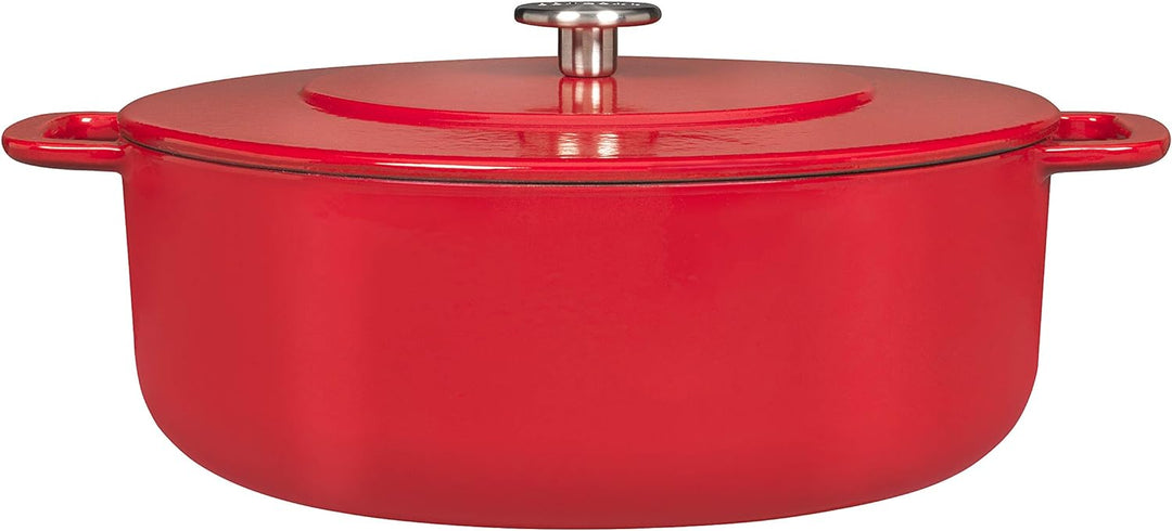 Combekk Gusseisen Topf, Dutch Oven, 100% Recycet, 28cm 6.8L, Für alle Herdarten, Rot Rot 28, Rot 28