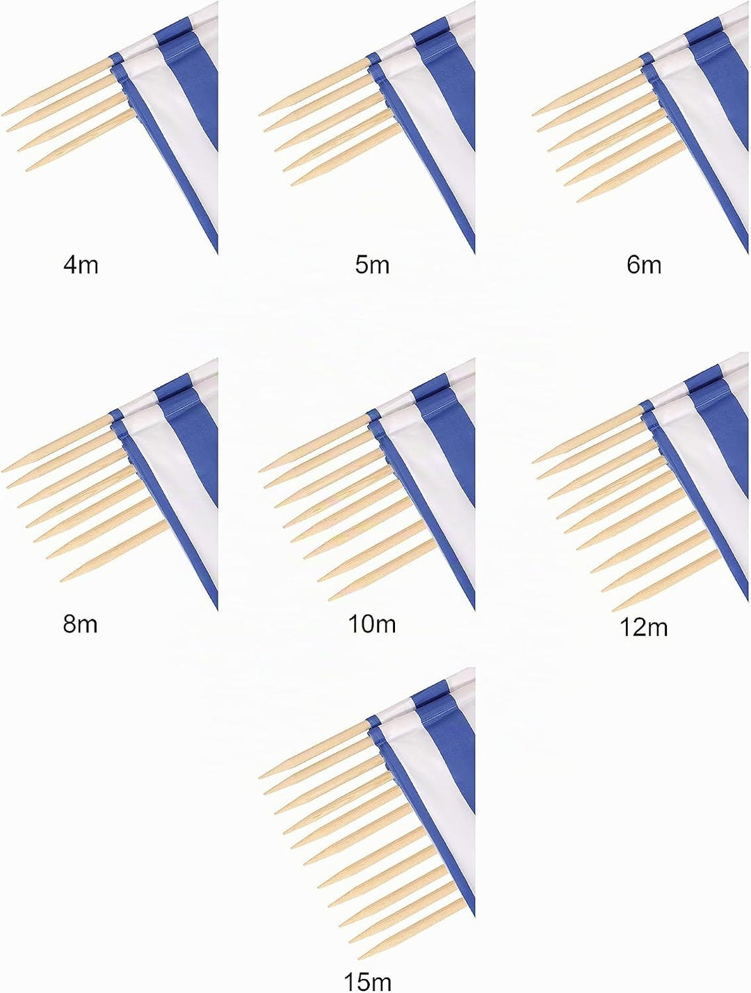Ladeheid Windschutz Strand Sichtschutz mit Holzstab praktisches Strand Zubehör LAEX001 15 m Streifen