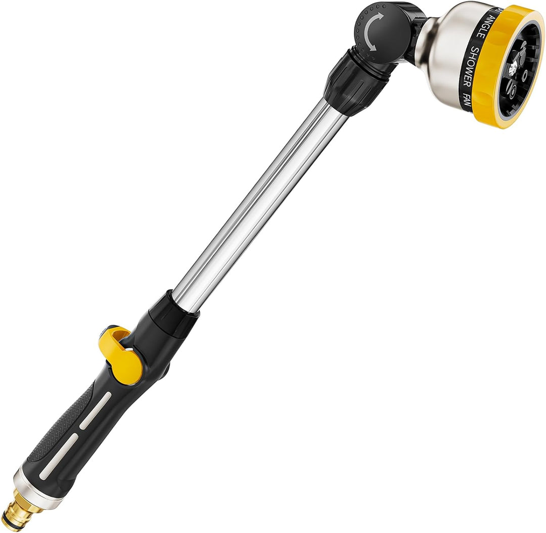 FANHAO Garten Giessstab Metall, 45cm Lang Gartenbrause mit Daumensteuerung, 180° schwenkbaren Kopf S