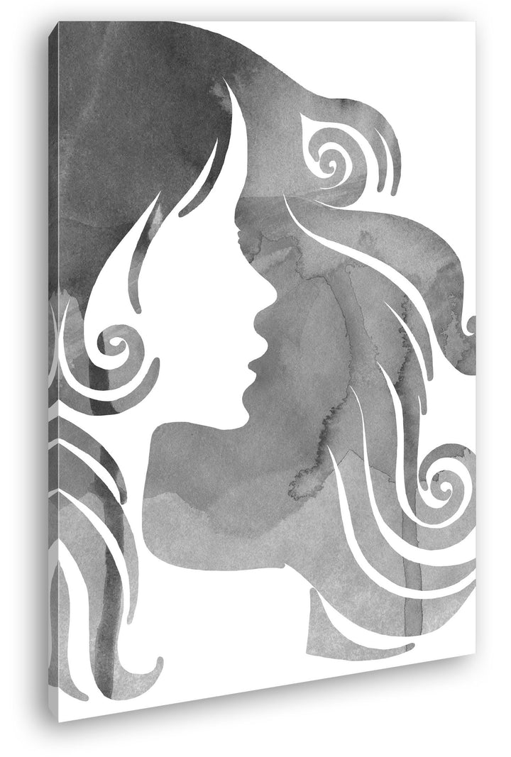 deyoli Bewegende Frauenkopf Illustration Effekt: Schwarz/Weiss im Format: 80x60 als Leinwandbild, Mo