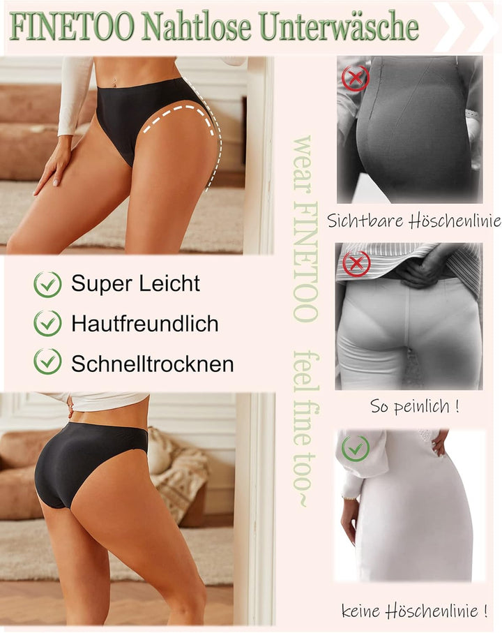FINETOO 5er Pack Seamless Slips Damen Nahtlose Unterwäsche Unterhosen Nahtlo Hipster Unsichtbare Fra
