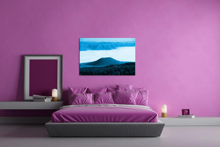 deyoli Aso Komezuka Vulkan in Japan Format 60x40 Effekt: Monocrome Blau als Leinwandbild, Motiv fert
